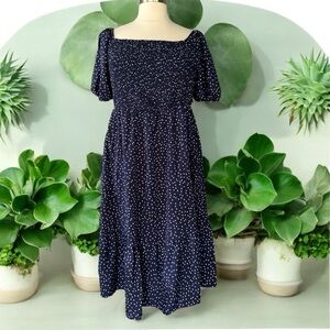 NWT!Elegant Smocked Navy Polka Dot Dress
Size 22-24 or 3X